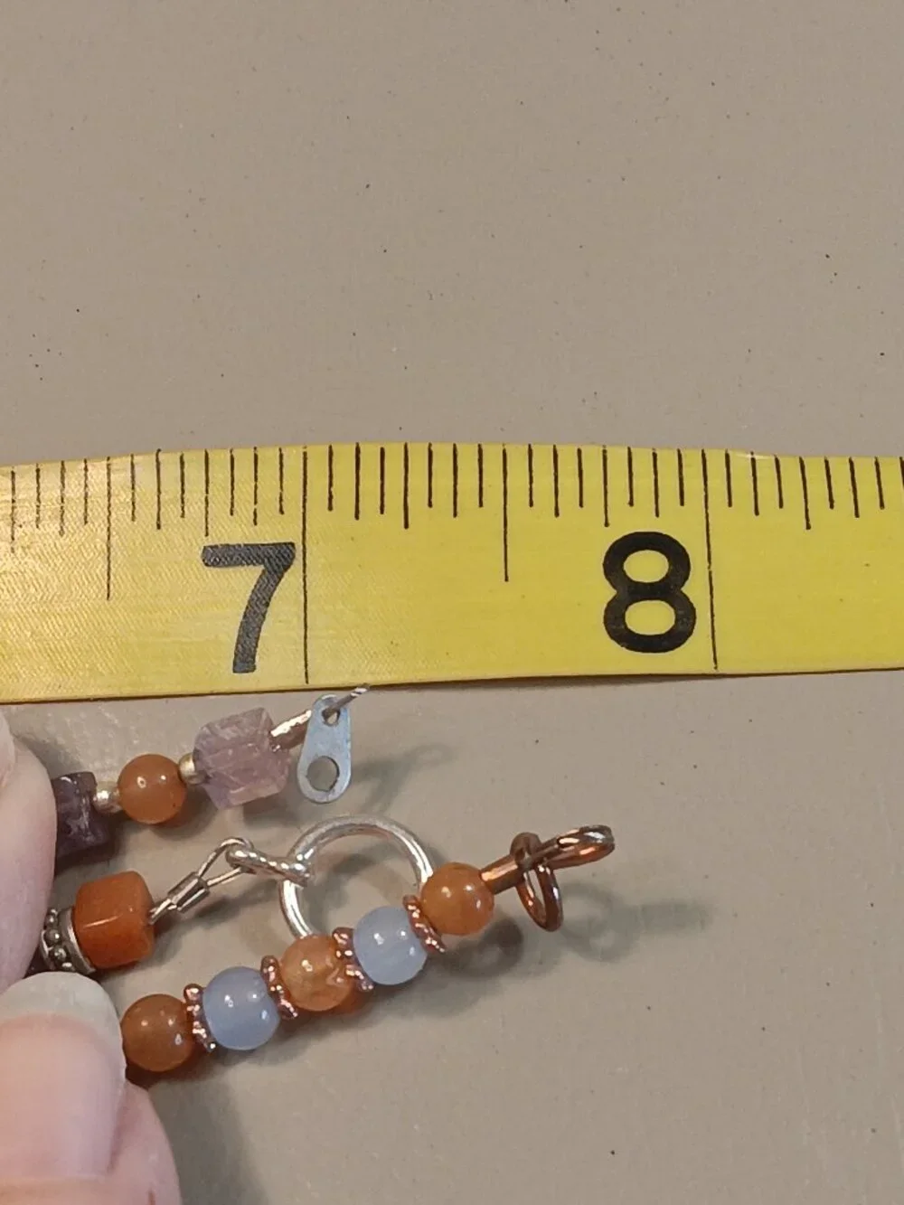 Lot of 3 stone bead bracelets pale blue light orange purple tones